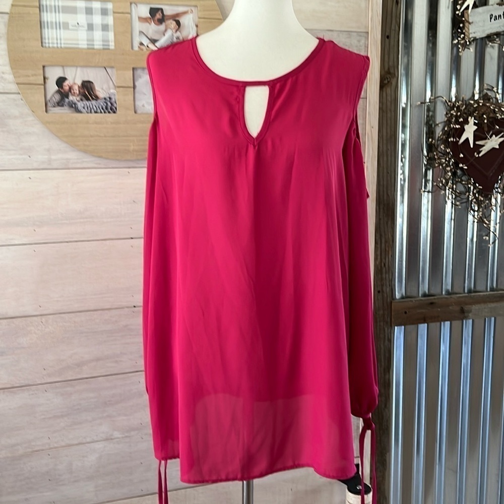 Ashley Stewart Pink cold Shoulder Top 14/16